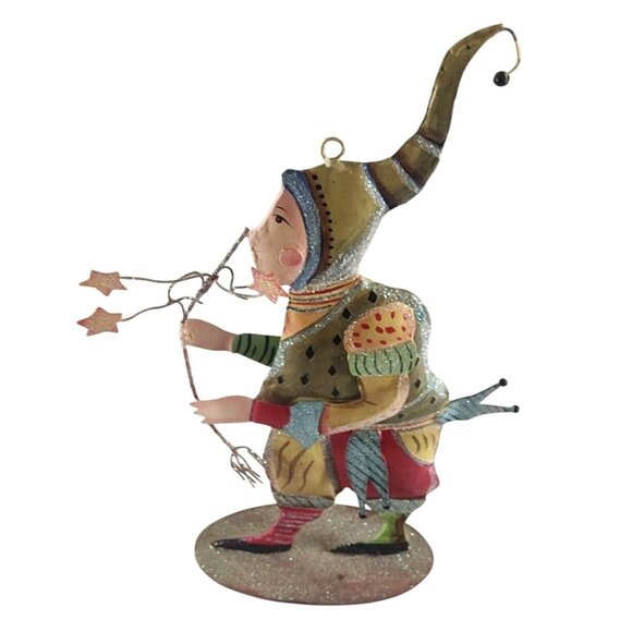 Vintage-Inspired Handpainted Metal Jester Holding Star Wand Figurine - Picture 5 of 10